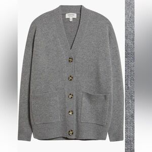 Nordstrom Classic V-Neck Button Front Heathered Gray Cardigan